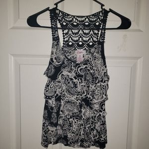 Candies paisley layered lace tank top